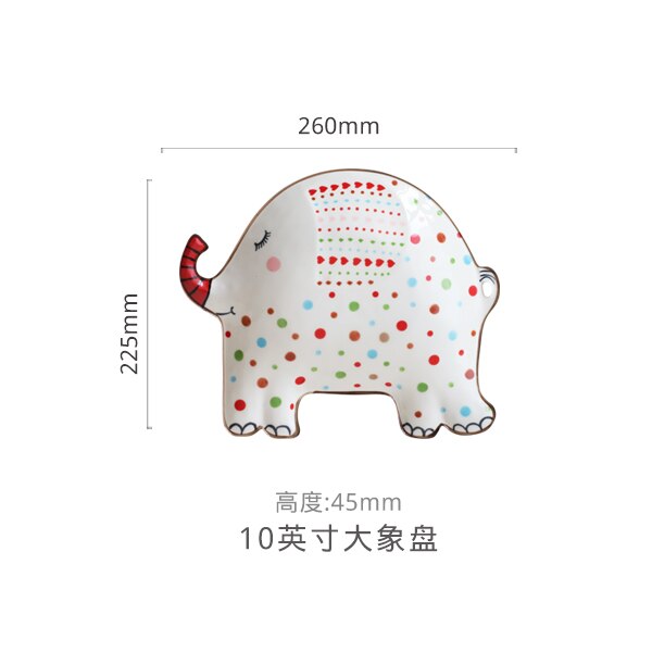 Animal Ceramic Plate Breakfast Beef Dishes Cartoon Cute Dessert Dish Fruit Snack Plate Animal Dish Dinnerware Set: Inch Elephant Tray