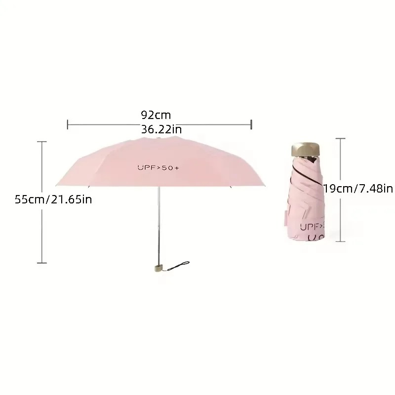 50% Off Mini Sun Umbrella Small Pocket Rain Umbrella Vinyl Folding Umbrella UV Ultraviolet Protection Sun Shade Pocket Parasol