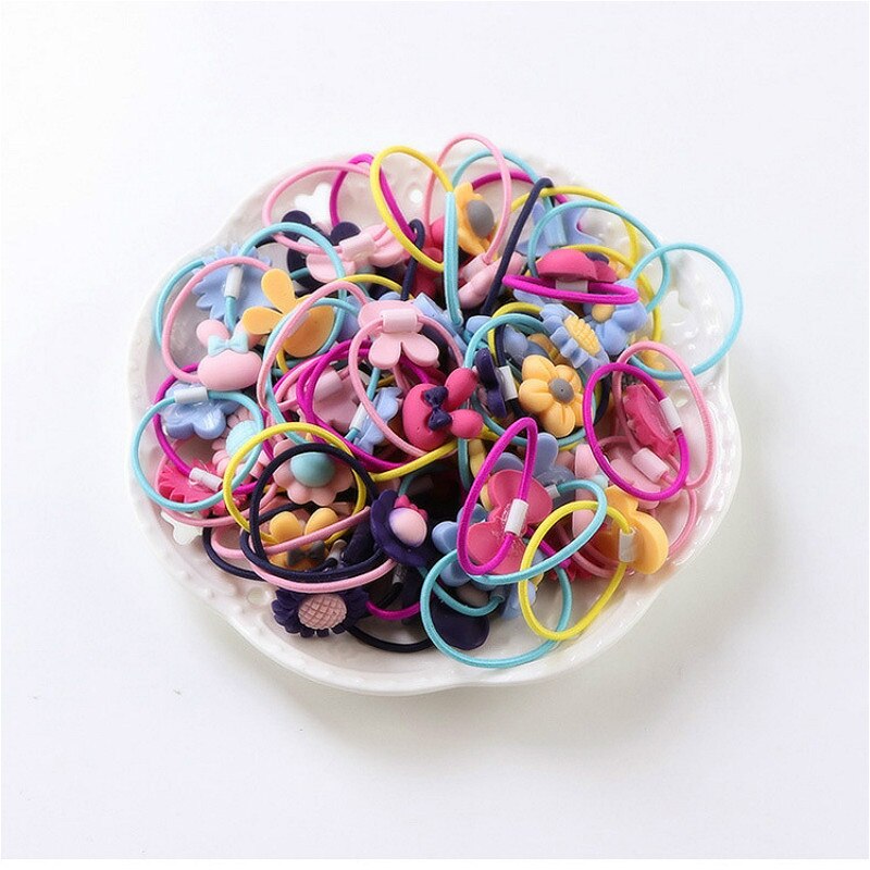20 pièces/lot nouvelle boîte emballé filles mignon dessin animé élastique bandes de cheveux chapeaux chouchous bandes de caoutchouc bandeaux accessoires de cheveux