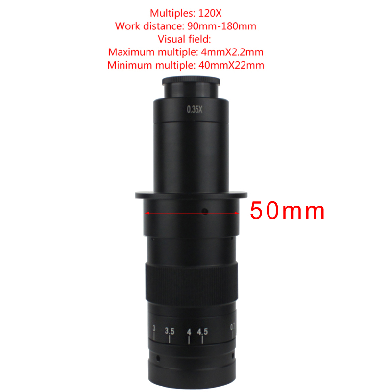 Adjustable Magnification 100X 130X 180X 200X 300X 360X 500X Zoom C Mount Lens For HDMI VGA USB Industry Video Microscope Camera: Gold