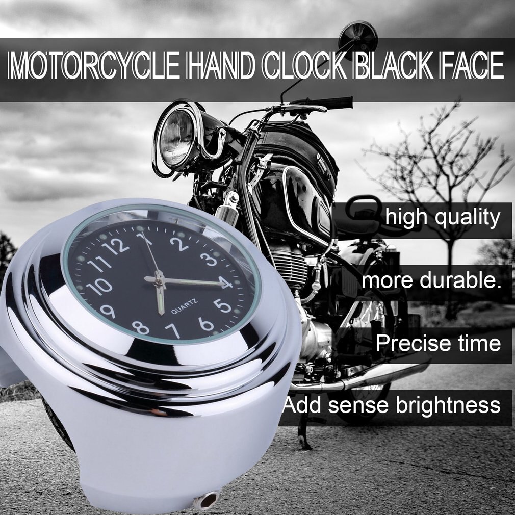 Waterproof Motorcycle Motorbike Handlebar Mount Round Dial Clock Accessory Universal Handlebar Mount Clock