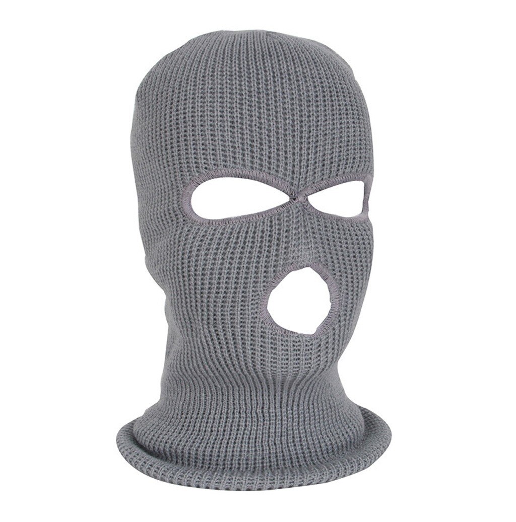 Skidmask stickat ansiktsskydd vinterbalaclava helmask för vinter utomhus sport cs vinter tre 3 håls balaclava stickad hatt