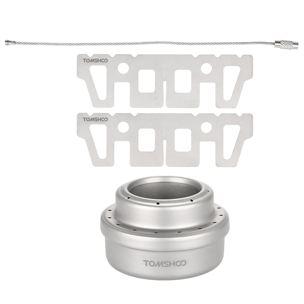 TOMSHOO Outdoor Titanium Alcohol Stove & Rack Combo Set Mini Ultralight Portable Liquid Alcohol Stove with Cross Stand Stove