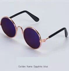 Gafas de sol redondas Estilo Vintage para gato, lentes reflectantes para perros pequeños, accesorios para mascotas, productos para mascotas: Sapphire blue