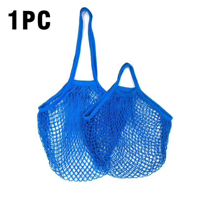 Wasbare katoenen mesh boodschappentassen Katoenen touwtassen Netto boodschappentassen Mesh tassen voor fruitopslag Herbruikbare fruit-groentezak: M / Black