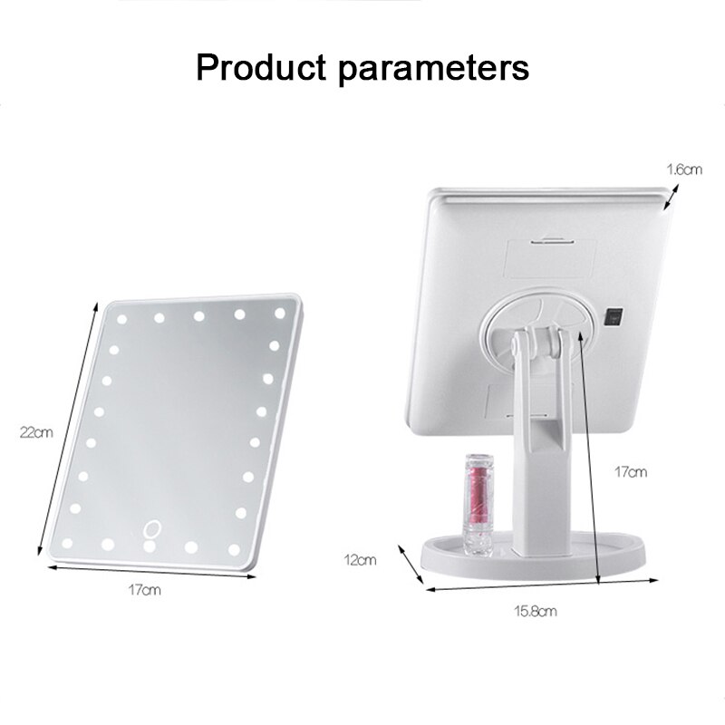 Intelligent Adjustable Brightness 16 Lamps/22 Lamps LED Illuminated 10x Makeup Mirror wyt77