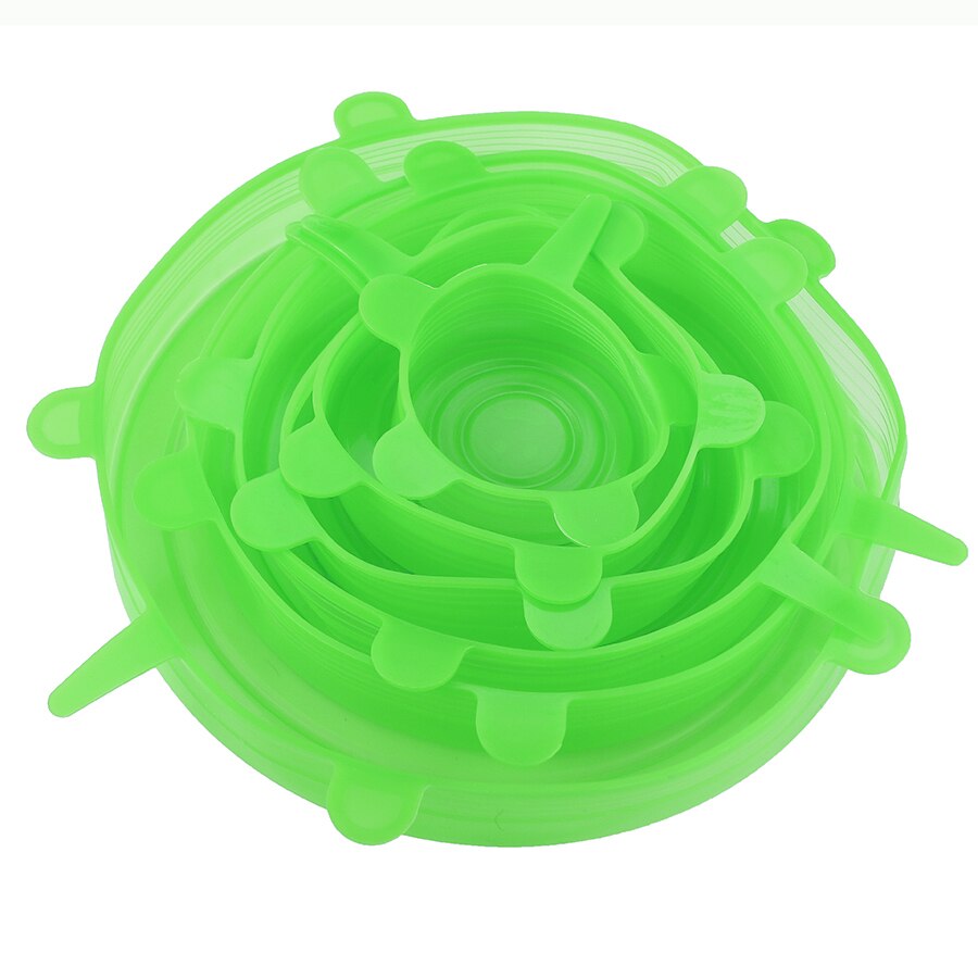 Tapas elásticas de silicona reutilizables, cubierta Universal para olla, Bol, olla, accesorios de cocina, 3/6 Uds.: Green
