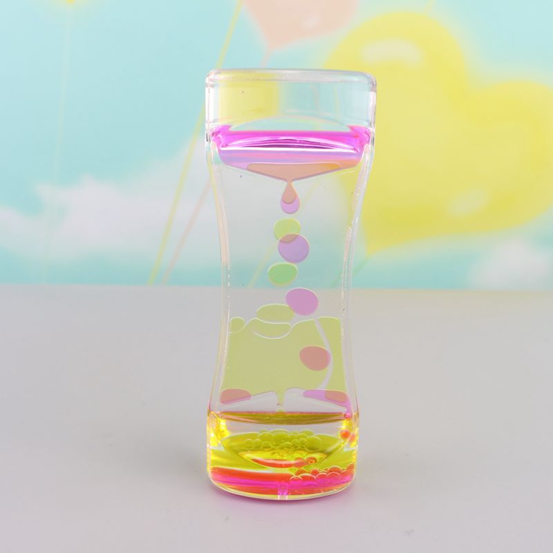Liquid Floating Motion Bubbles Timer Desk sand timer Oil Hourglass sand clock sand watch home decor birthday: pink yellow