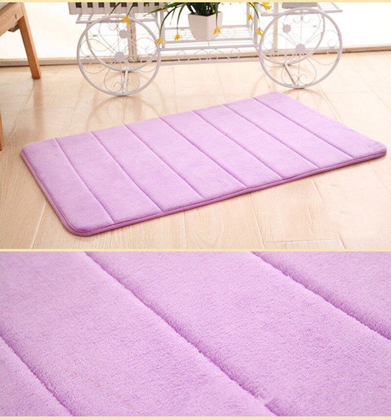 Tapis de bain en molleton de corail doux, antidérapant, lavable, absorbant l'eau, pour salle de bain, cuisine, toilettes, décor de sol, 40x60cm: Purple / 40X60cm