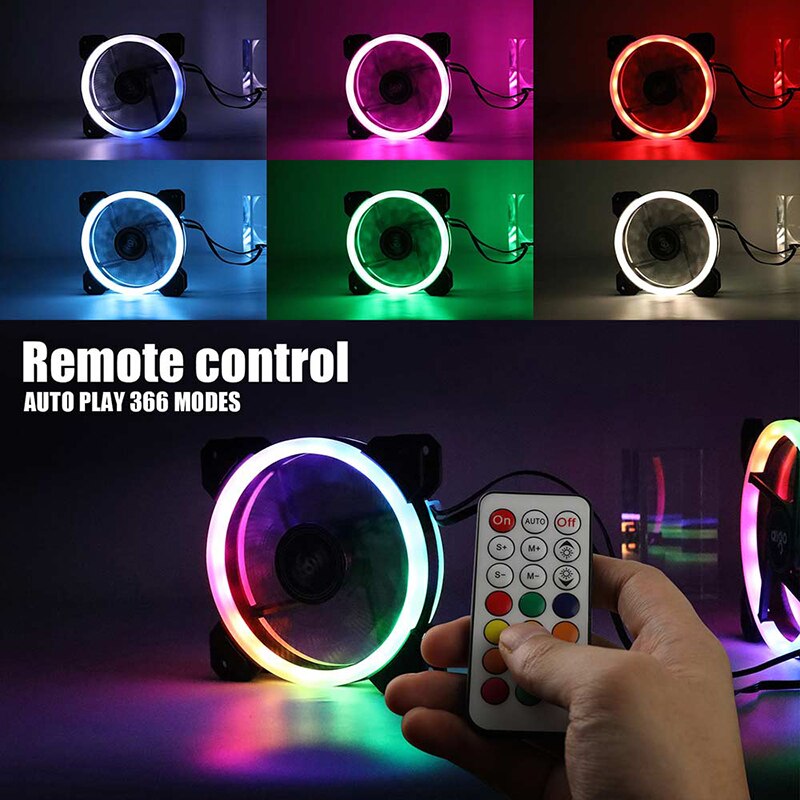 Aigo DR12 Rgb Fan 120Mm Pc Cooler Fan Rgb Stille Koelventilator Voor Pc Gaming Case Ir Afstandsbediening koeler Am3 Am4