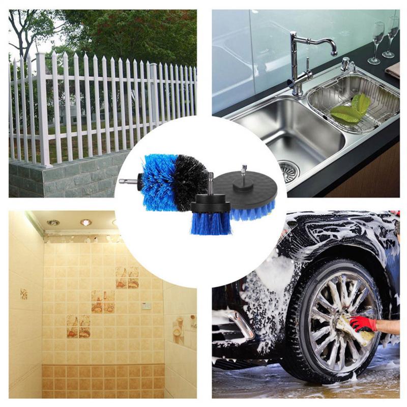 3Pcs/Set Power Scrubber Brush Set For Car Bathroom Drill Brushes Cordless Attachment Kit Power Toilet Brush Cleaning Brush