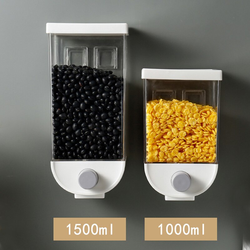 Baffect Plastic Food Container Airtight Dispenser for Cereals Wall-mounted Food Storage Box 1000ml/1500ml Kitchen Sorage Tank