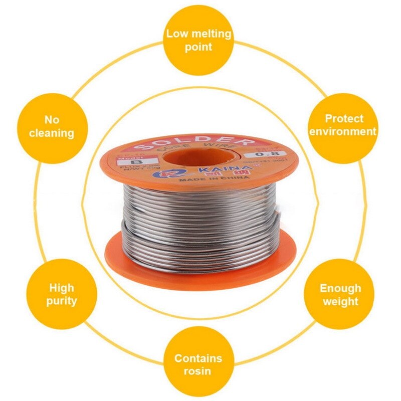 Tout 100g 0.5 / 0.6 / 0.8 / 1/63/37 Flux 2.0% 45FT étain plomb fil d'étain fondu noyau de colophane fil de soudure, pas besoin de nettoyer