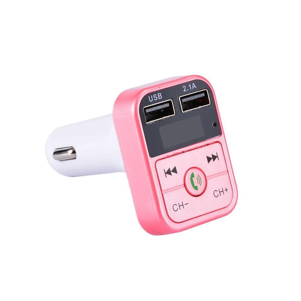 Handsfree Draadloze Bluetooth Fm-zender LCD MP3 Speler Auto FM Modulator USB Charger MP3 Speler: Roze