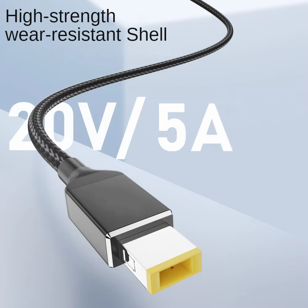 USB C GaN-oplader PD 65W 100W voedingskabel Type-C naar slanke tip vierkante poort convertersnoer compatibel met Lenovo ThinkPad-laptop