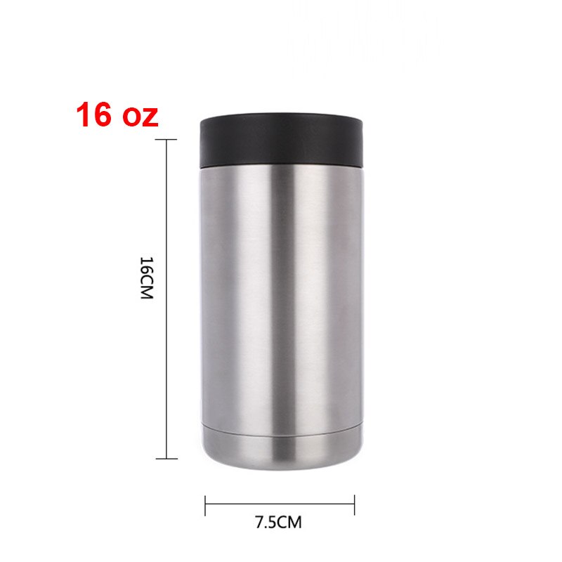 Upors 12Oz Bier Koeler 304 Rvs Bier Fles Kan Houder Dubbele Wand Vacuüm Geïsoleerde Party Slim Bier Kouder keeper: 16oz Beer Cooler