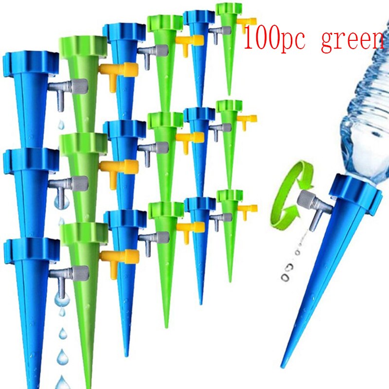 30 st självförsörjande plastbevattningssystem för automatisk droppbevattning inomhus utomhus växt blommatare för växter blomma: 100pc gröna
