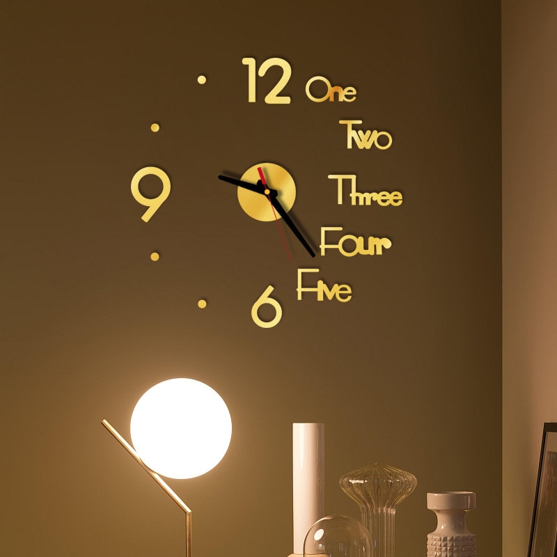 3D Große Anzahl Wanduhr Spiegel Wanduhr Spiegel Aufkleber Große Uhr Aufkleber Wohnkultur Einzigartiges DIY Zauberstab Aufkleber # BL5
