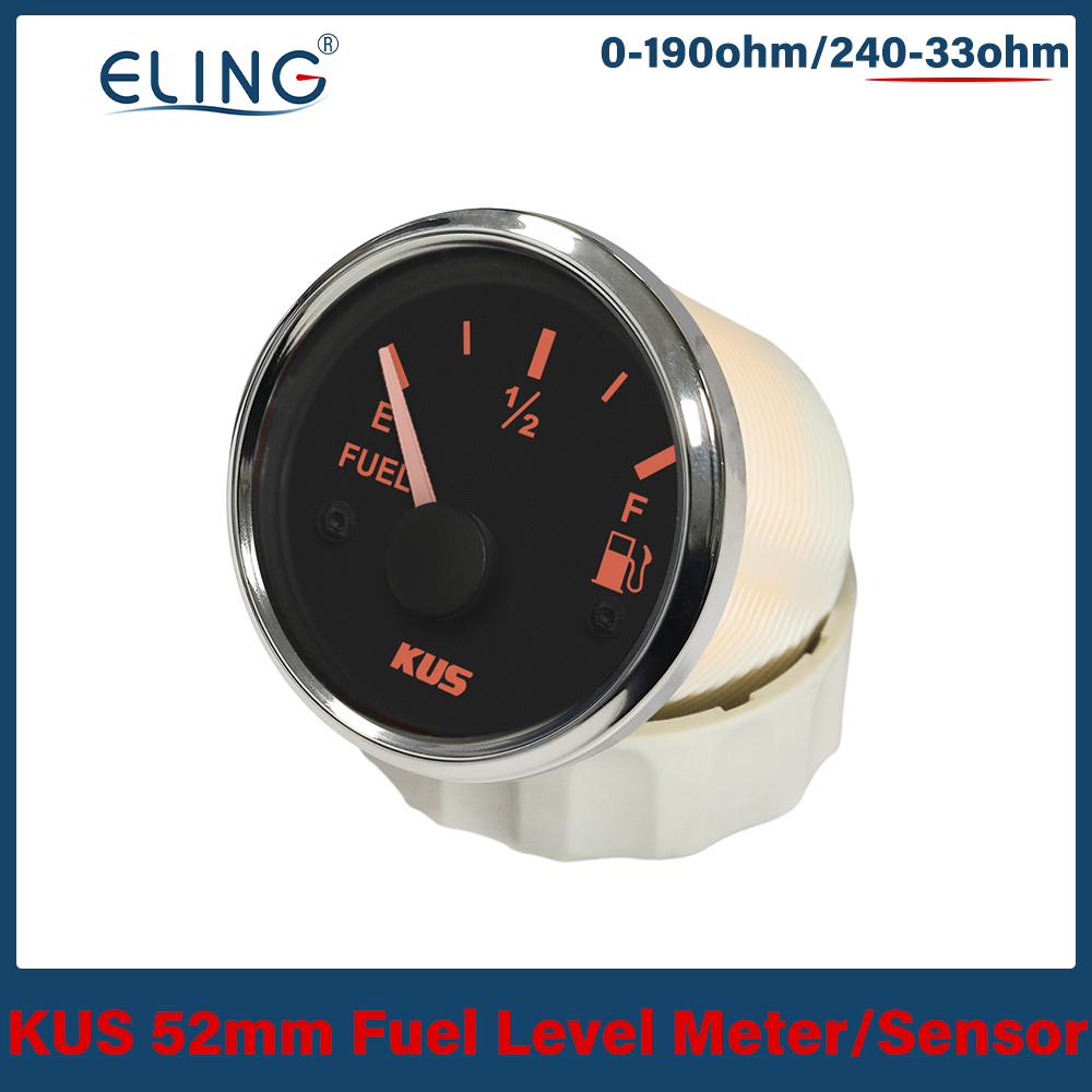 Kus 52Mm 0-190ohm 240-33ohm Brandstof Niveau Meter Olie Gauge Rood Geel Licht 9-32V Brandstof Sensor 175mm 200Mm 250Mm 300Mm 335Mm
