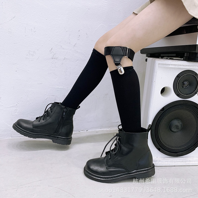 2020 novas meninas meias de bezerro fivela meias tubo médio japonês jk uniforme clipe perna anel tendência