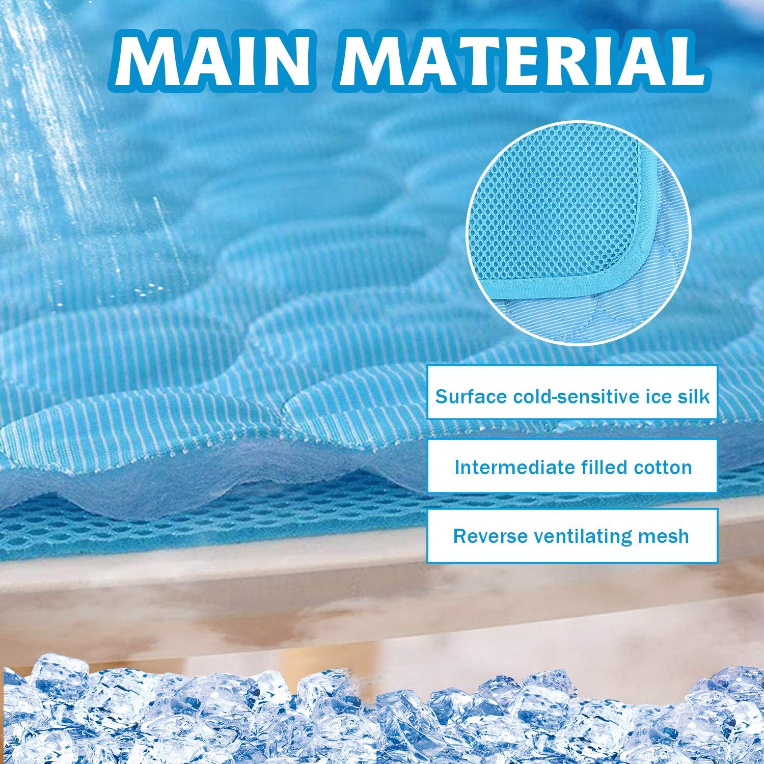 2- pack koelmat voor honden, wasbaar koeldeken voor honden en katten, ademende hondenmat, zomerbed voor honden, klein, middelgroot en groot