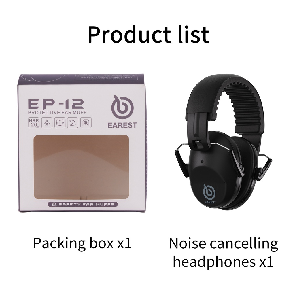 EAREST Protection Ear Muffs Foldable Kids Ear Defenders For Adults Shooting Earmuff NRR 20 dB Noise Reduction Safety Earphone: black