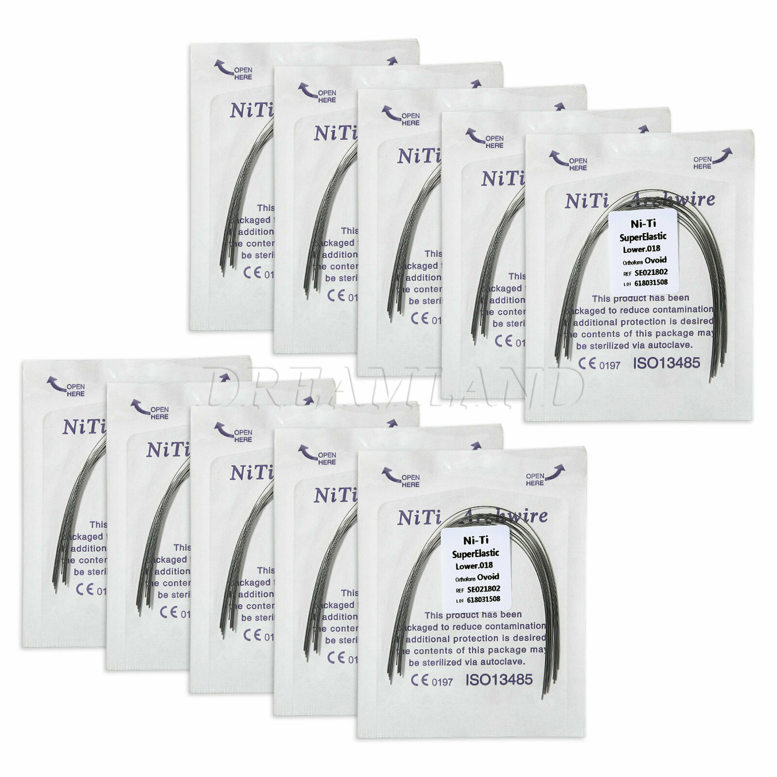 100 Stuks Dental Orthodontische Ronde Boog Draad Lager./Uper.012/014/016/018/020 Super Elastische Niti Eivormig Vorm Maten Dental Materiaal