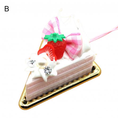 LLavero de simulación de pastel de fresa, colgante, correa de teléfono móvil, accesorios de bolsa: B