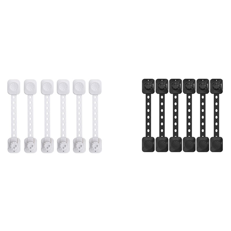 Child Proof Safety Locks, 6 Pack Baby Proof Cabinet Locks with Adjustable Strap Adhesive, Baby Proof Lock