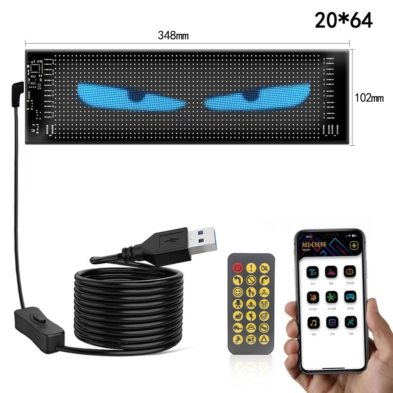 led Matrix display car panel flexible pixel Programmable scrolling advertising DIY Animation Text Icon matrix panel RGB Pattern: Burgundy