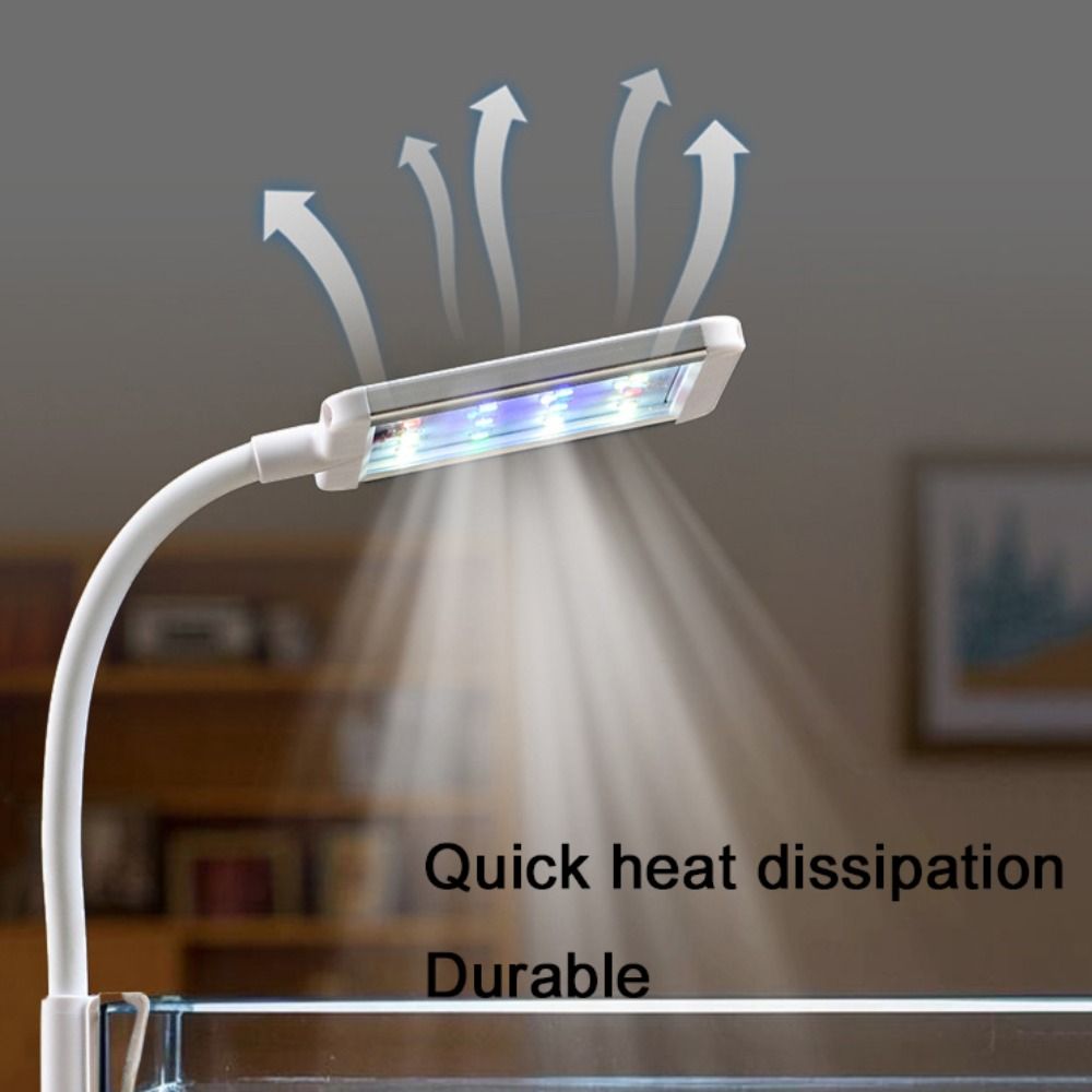 Práctico 360 ° Luz LED giratoria para acuario, luz ajustable por USB para pecera, lámpara impermeable con Clip para acuario, paisajismo