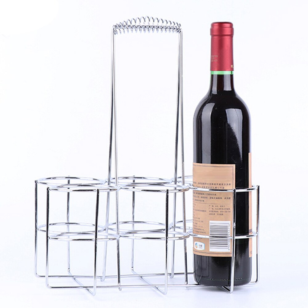 6 bottiglia di Freestanding Controsoffitto Cremagliera del Vino In Acciaio Inox Portatile di Stoccaggio del Vino Del Supporto Per La Casa Bar Display 25x17.5x33 centimetri