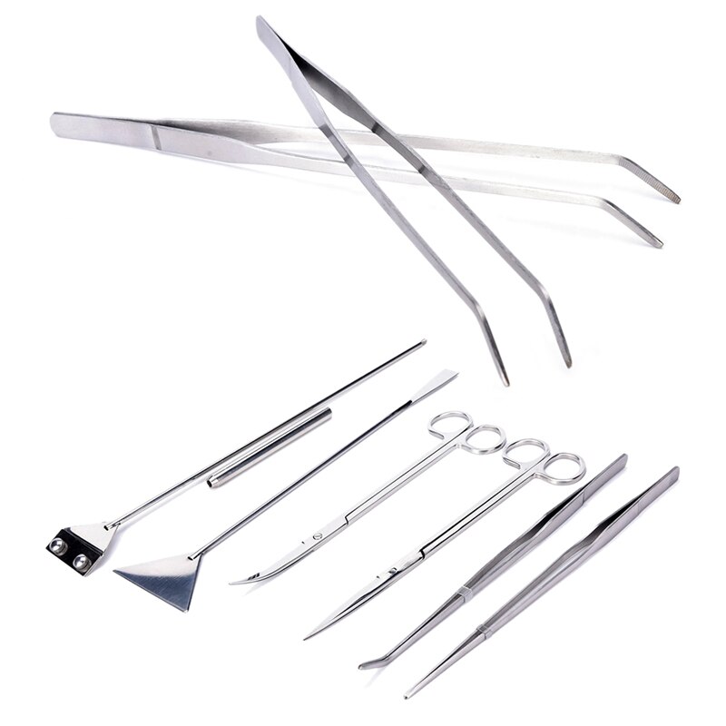 25~46cm Fish Tank Tongs Tweezers Scissor Spatula Stainless Steel Aquarium Aquascaping Kit Aquarium Tank Aquatic Plant Tools Sets