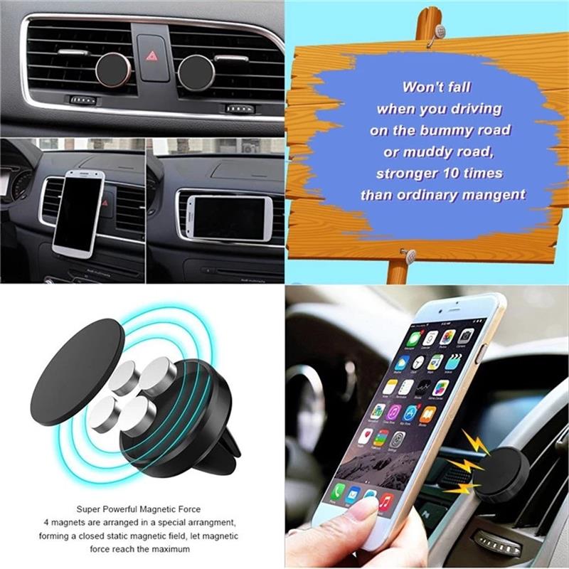 Metal Magnetic Phone Holder in Car Air Vent Mount Magnet Stand Smartphones Holder Support All Mobile Phone For iPhone Huawei