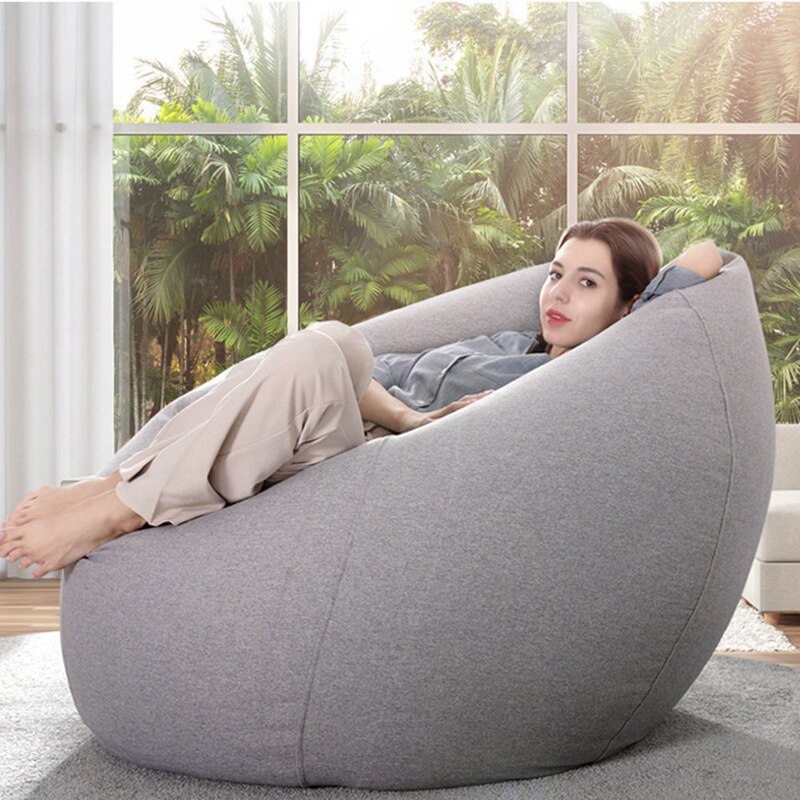 Katoen Linnen Bean Bag Cover Sofa Zitzak Luie Sofa Covers Zonder Vulmiddel Voor Volwassenen En Kinderen Grootte S-L Stoelen Poef bladerdeeg Couch