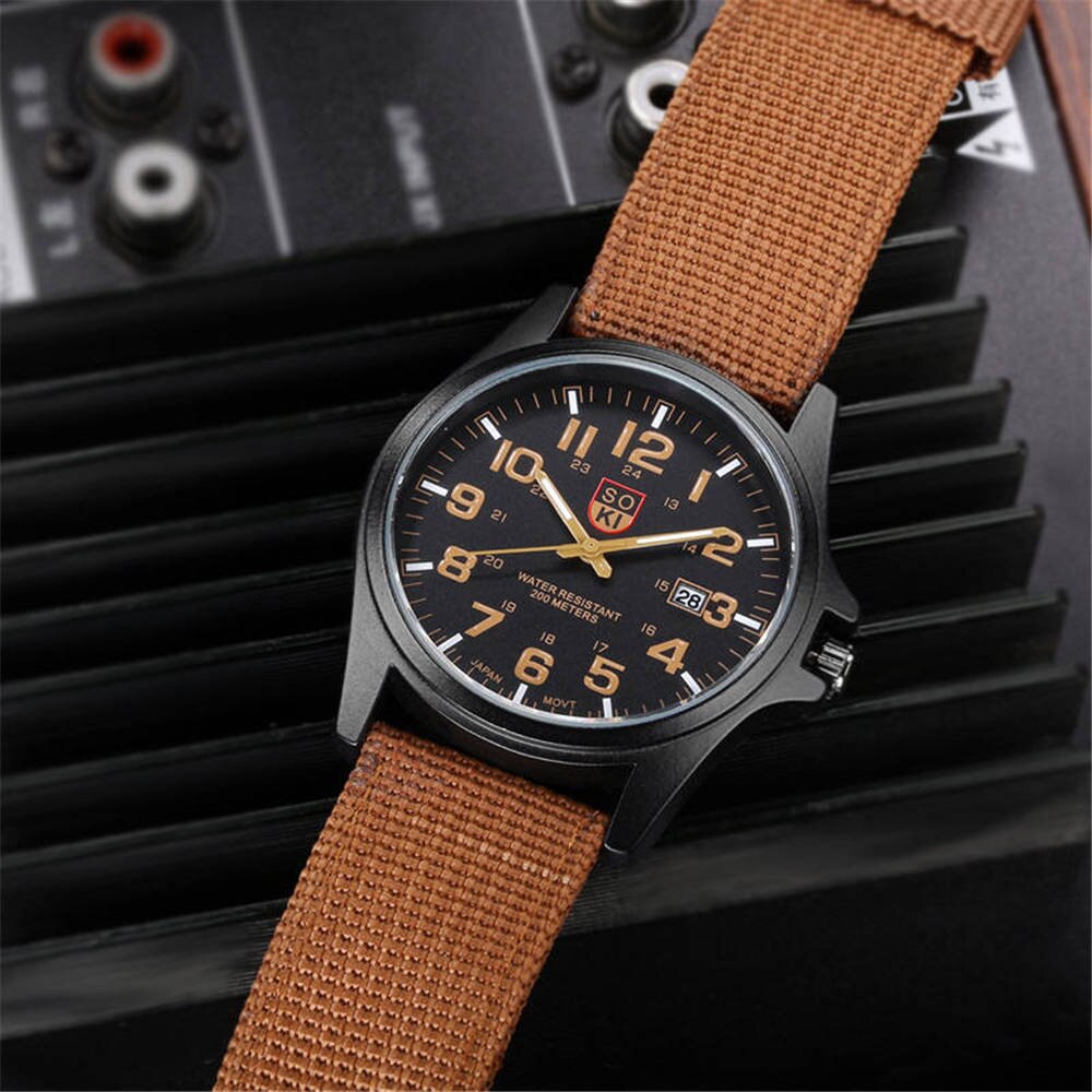 Luxe Heren Horloges Business Horloge Nylon Band Analoge Quartz Horloge Paar Nylon Strap Analoge Heren Sport Horloges