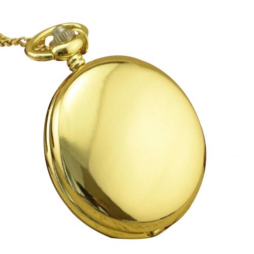 Unisex Retro Smooth Round Dial Arabic Numbers Analog Quartz Chain Pocket Watch: Golden