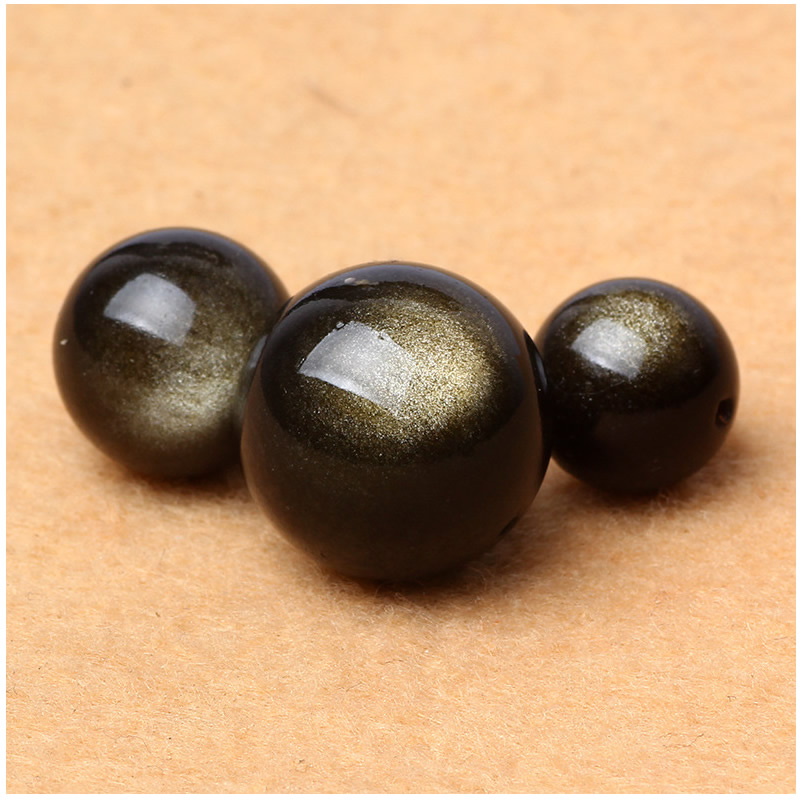 Natural Gold Obsidian Gemstone Beads 4/6/8/10/12/14mm Pick Size Round Loose Stone Accessory For Jewelry Making