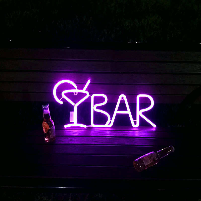 Neon Sign Licht Led Art Decor Bar Neon Lamp Met Afstandsbediening Moderne Thuis Ktv Bar Party Wanddecoratie nachtlampje: Purple Bar