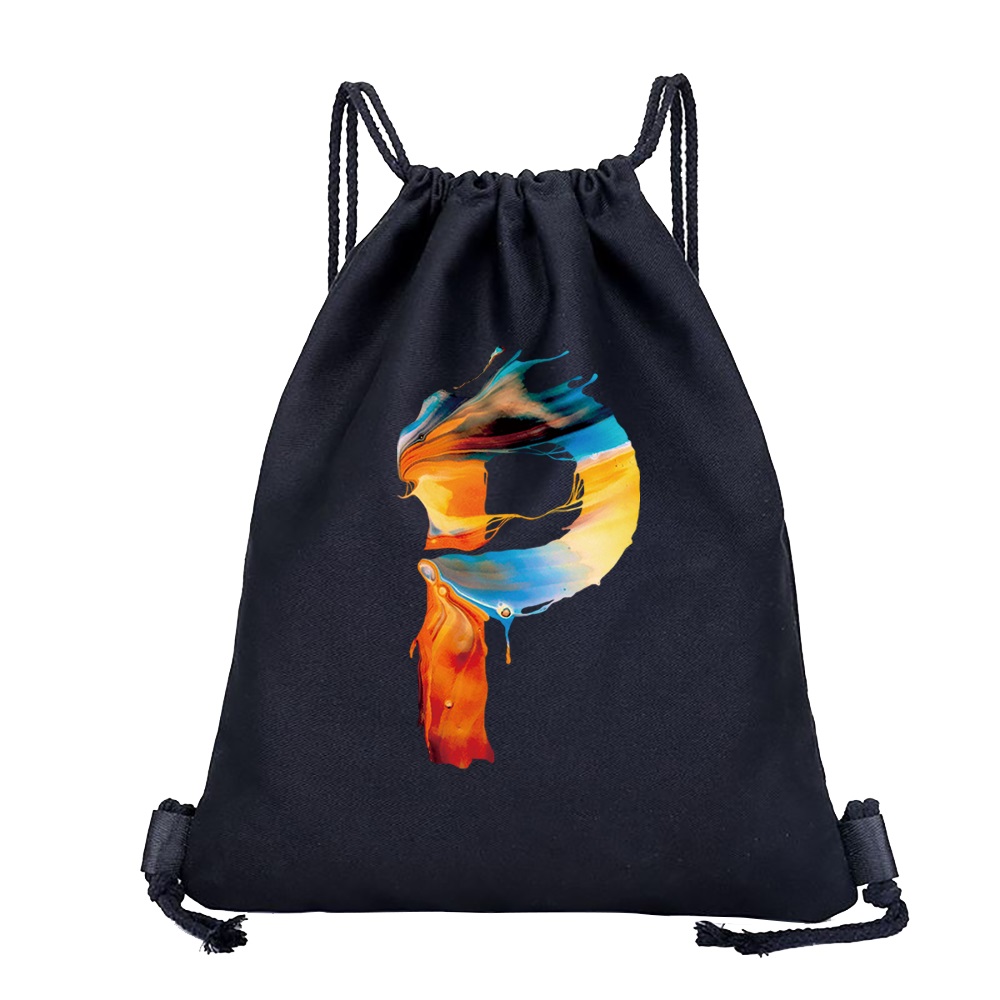 26 Initials Print Drawstring Bag Backpack Men and Women Beach Sports Travel Backpack Kid Supplies Bag Portable Sundries Bag