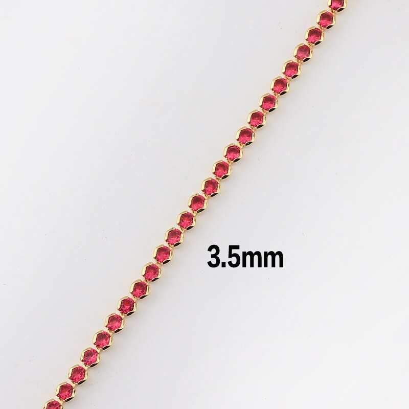 Gold Color 1 Row Shiny Colorful Neon Rainbow Iced Out Zircon Charm Thin CZ Tennis Chain 33+7CM Women Choker Necklace: red cz 3.5mm