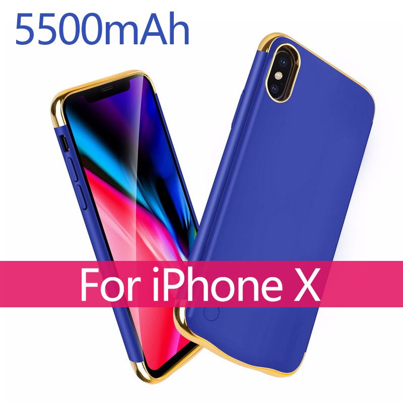 3500 Ultra Thin Phone Battery Charger Case For iPhone 6 7 8 X 4000mAh Power Bank Battery Charging Case For iphone 6 6s 7 8 plus: Blue For Iphone X