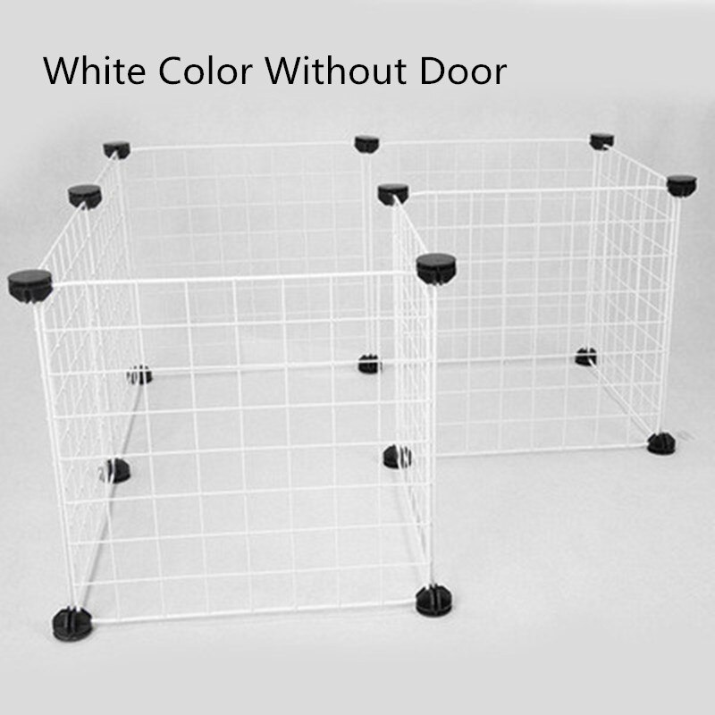 Clôture en fer pour animaux domestiques, chenil pliable pour chiot, exercice à la maison, porte de sécurité, fournitures pour chiens, caisse pour chat, lapin, Cage cochon d&#39;inde: White  without door / 8 pieces