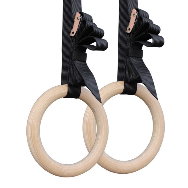 Anneaux de gymnastique Crossfit Fitness exercice de gymnastique bande en bois tractions cordes anneau boucle sangles ruban équipement d'entraînement musculaire: Ring Diameter 32mm