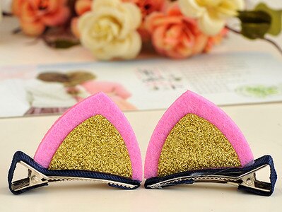 2 pcs Girl hairpin cute three-dimensional sequins cat ears child hairpin cute baby clip hairpin side clip: 1