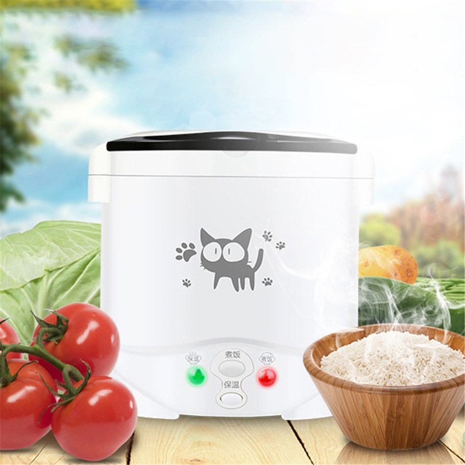VOGVIGO 1L Rice Cooker Used In House 220v or Car 12v To 24v Enough for Two Persons with English Instructions Kitchen Tools