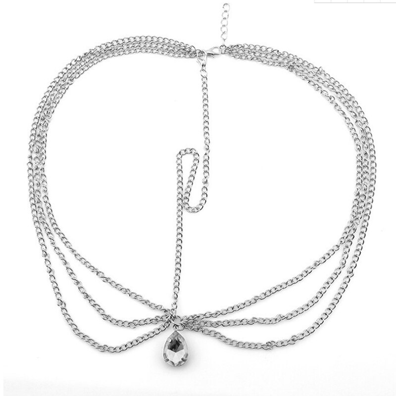 Accesorios de boda Vintage, cadena de cabeza plateada y dorada, joyería Bohemia para el cabello, diadema para fiestas para mujeres, corona, tocado nupcial: Plata