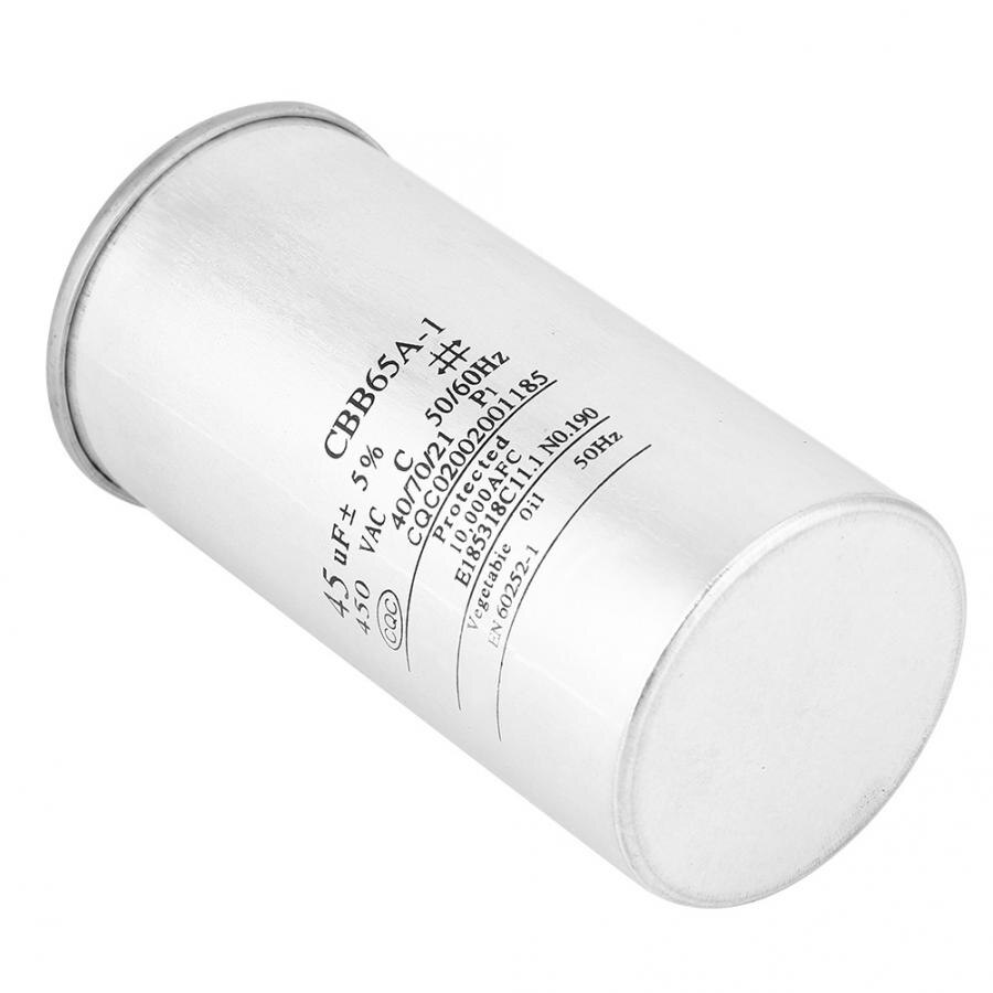 Ac motor kondensator cbb 65 45uf 450v kondensator aluminiumsfolie klimaanlegg kompressor start kondensator motor