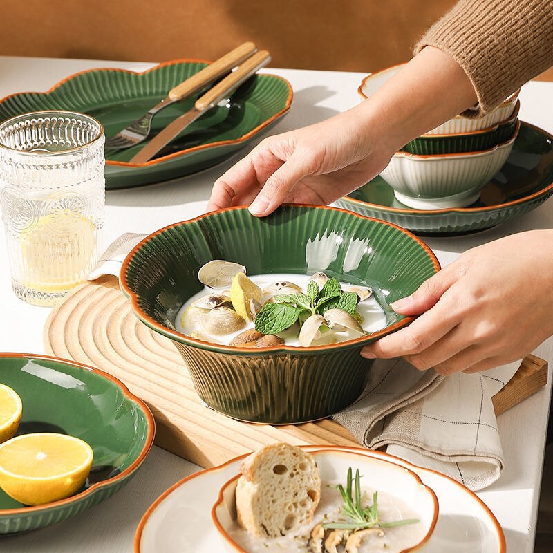 Modern Luxurious Tableware Dish Set Home High Appearance Ceramic Rice Bowl And Soup Bowl Large Fish Plates Dinner Set 1 Pcs