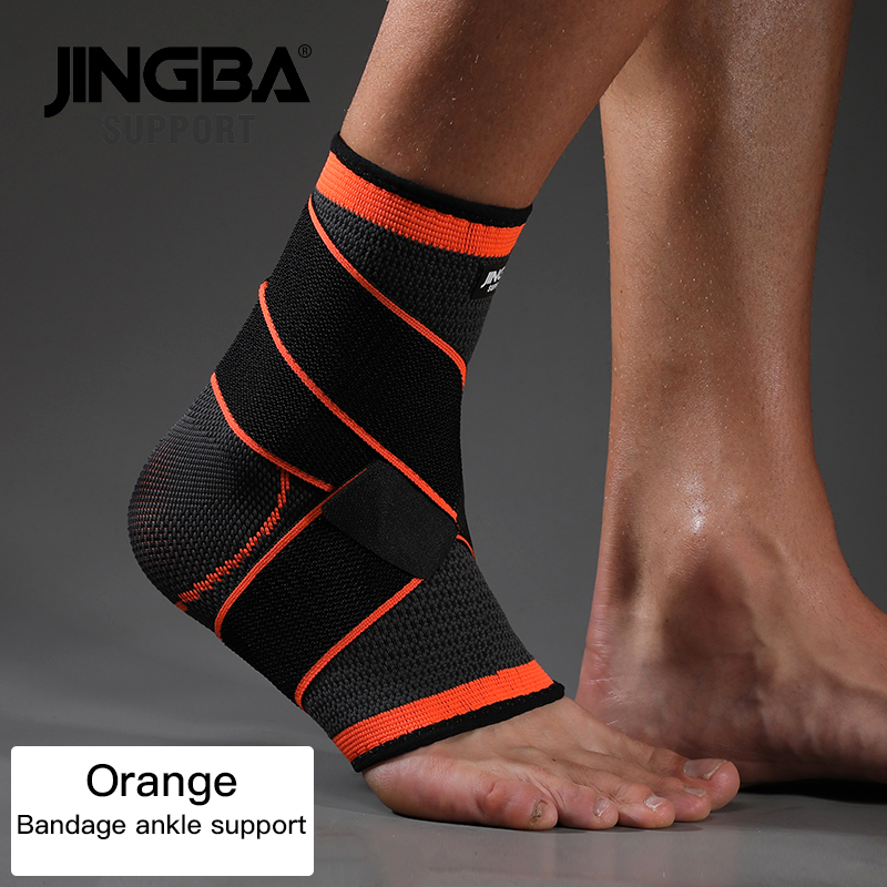 JINGBA UNTERSTÜTZUNG Neue 1PCS Nylon knie protector + armband Unterstützung + knöchel unterstützung + basketball knie pads Tennis badminton Klammer: Orange Bandage Ankle